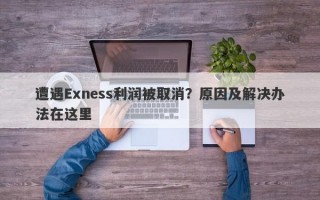 遭遇Exness利润被取消？原因及解决办法在这里