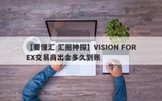 【要懂汇 汇圈神探】VISION FOREX交易商出金多久到账
