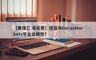 【要懂汇 毒蛇君】想咨询CerusMarkets平台合规性？
