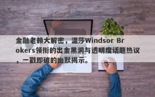 金融老赖大解密，温莎Windsor Brokers领衔的出金黑洞与透明度话题热议，一戳即破的幽默揭示。