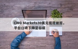 CWG Markets30美元提现被拒，平台口碑下降至谷底