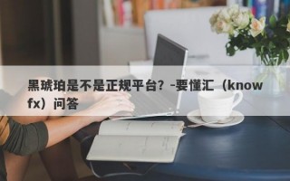 黑琥珀是不是正规平台？-要懂汇（knowfx）问答