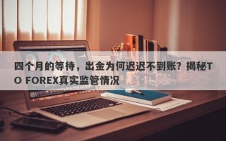 四个月的等待，出金为何迟迟不到账？揭秘TO FOREX真实监管情况