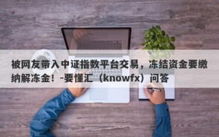 被网友带入中证指数平台交易，冻结资金要缴纳解冻金！-要懂汇（knowfx）问答