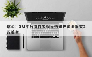 痛心！XM平台操作失误导致账户资金损失2万美金