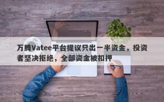 万腾Vatee平台提议只出一半资金，投资者坚决拒绝，全部资金被扣押