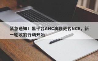 紧急通知！黑平台ANC澳联更名NCE，新一轮收割行动开始！