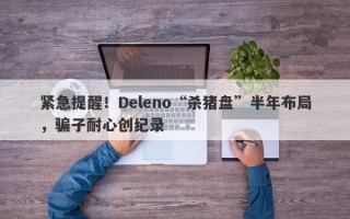 紧急提醒！Deleno“杀猪盘”半年布局，骗子耐心创纪录