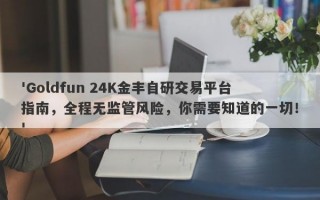 'Goldfun 24K金丰自研交易平台指南，全程无监管风险，你需要知道的一切！'